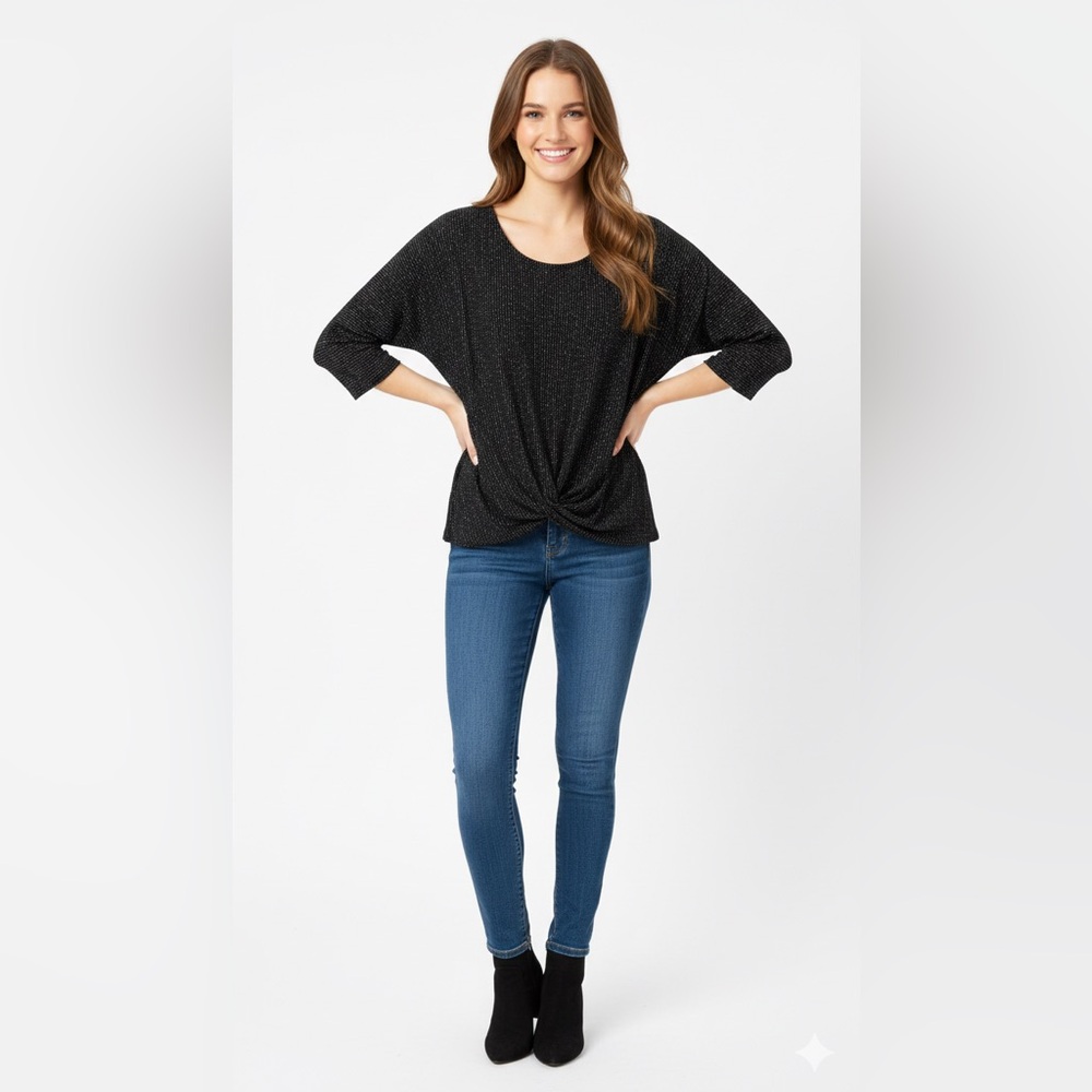 W5 Black and Silver Striped Blouse Size L